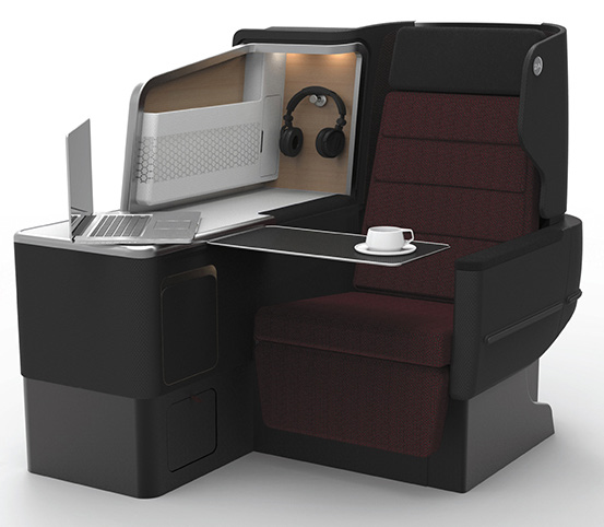 The enclosed pod style seat for the Qantas A330 Business class cabin